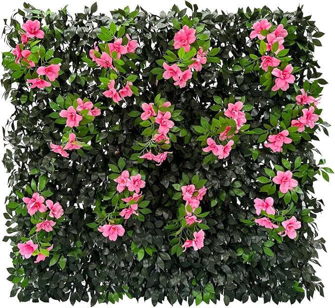 Sumery Expandable Fence Privacy Screen for Balcony Patio Outdoor,Decorative Faux Ivy Fencing Panel,Artificial Hedges (Single Sided Leaves) (1, Branches -Pink Fowers)