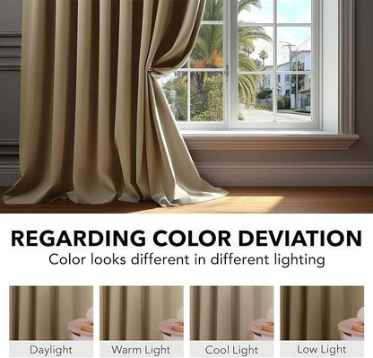 Deconovo Blackout Curtains, Thermal Insulated, W42 x L54 2 Panels, Back Tab, Machine Washable, Room-Darkening Drapes for Bedroom/Living Room Khaki