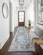 vivorug Blue Runner Rug 2'x8' Vintage Washable Non-Slip Runners for Hallways Kitchen Entryway Laundry Room Carpet Hallway Runner