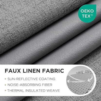 Joydeco Blackout Curtains 72 Inches Long 2 Panels Burg, Room Darkening Curtains for Bedroom, 100% Black Out Textured Thermal Drapes Privacy Protection 2 Panels Set(W52 x L72 Inch, Light Grey)