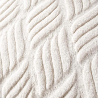 BATTILO HOME White Faux Fur Throw Blanket for Couch, Bed, Cream Faux Rabbit Fur Blanket Throw 50"x60", Blanket, Ivory Blanket with 1 Fur Pillow Cover, 18"x18"