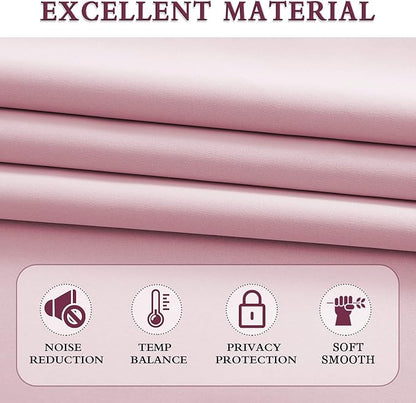 DONREN Pink Curtains for Kids Room - Home Decoration Privacy Protection Blackout Thermal Insulated Window Drape with Rod Pocket (Set of 2 Panels,42 x 45 Inch)