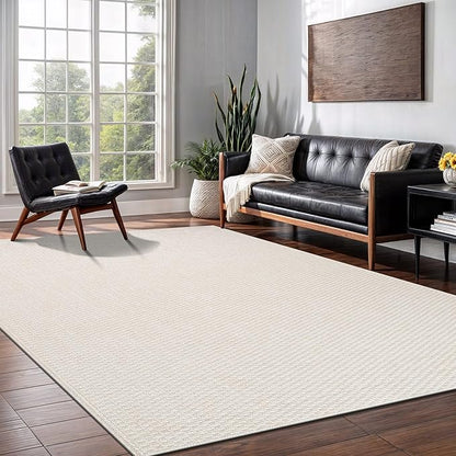Easy Jute Rug 4x6 Indoor Outdoor Natural Rugs Solid Fiber Rug Woven Area Rug Boho Easy Clean Inside Carpet for Living Room Bedroom Dining Room Hallway or Outdoor Patio Porch (4 X 6 Bone)