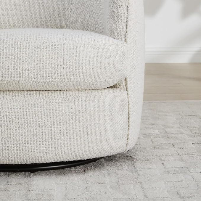 CHITA Swivel Barrel Chair, Modern Comfy FSC Certified Upholstered Boucle Accent Chair for Living Room, Fully Assembled, Cream