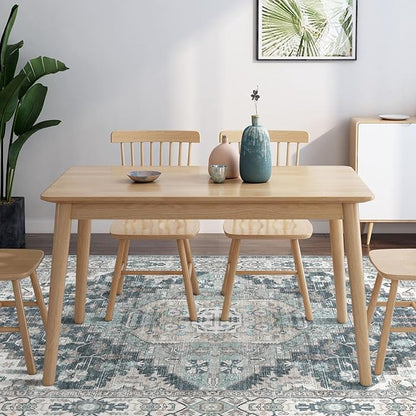 6x9 Vintage Washable Area Rug for Living Room,Low Pile Non Slip Carpet Non-Shedding Area Rug Soft Indoor Stain Resistant Rug Boho Print Mat for Bedroom Dining Room Blue Beige Multi
