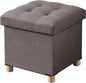 BRIAN & DANY Ottoman with Storage, Small Storage Ottoman for Dorm, Linen Folding Ottoman Foot Stool with Legs for Living Room and Bedroom, 15"x15"x15" - Brown