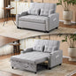 VINGLI Convertible Loveseat Sleeper, Light Grey Faux Leather Futon Sofa Bed Pullout Couch Bed with USB Ports, Cup Holders, Armrest for Living Room, Bedroom, Home Office Apartment