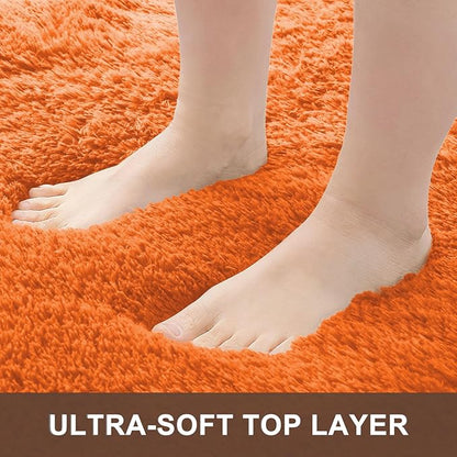 OLANLY 2x8 Machine Washable Runner Rugs for Hallway, Soft Fluffy Shaggy Bedside Rugs for Bedroom, Living Room, Indoor Floor Carpet for Kids Girls and Boys, Nursery Rooms, Home Decor Aesthetic, Orange