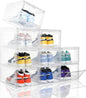 Attelite Upgraded Shoe Storage Box 9 Pack Shoe Box Clear Plastic Stackable X-Large Drop Front Shoe Box with Clear Magnetic Door,Shoe Organizer and Shoe Containers For Sneaker Display