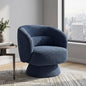Swivel Accent Chair, Modern 360 Degree Swivel Barrel Chair with Arms & Curved Back and Lumbar Support Cushion, Comfy Round Single Boucle Sofa for Small Space, Living Room, Bedroom, Blue