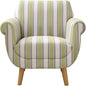 VANOMi Mid-Century Accent Chair with Stripe Pattern, Modern Linen Fabric Armchair with Wood Legs, Club Chair for Living Room, Comfy Upholstered Side Chairs for Bedroom, Reading, Small Place (Green)