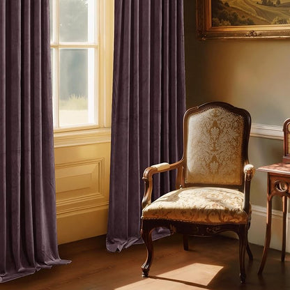 StangH Purple Curtains 84 Inch - Luxury Thermal Light Blocking Privacy Velvet Drapes for Bedroom & Living Room, Super Soft Noise Reducing Window Treatments, W52 x L84, 2 Panels