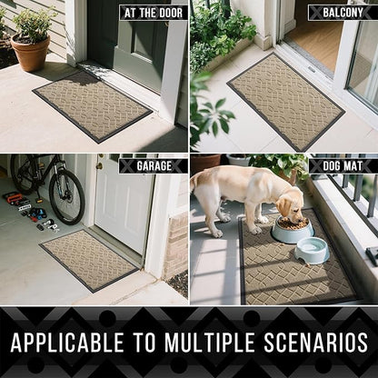 Yimobra Large Door Mat 47x24, All-Season Waterproof Doormat Outdoor Entrance, Heavy Duty Non-Slip Outside Door Mat for Garage Patio Proch Entryway Indoor, Easy Clean, Light Beige