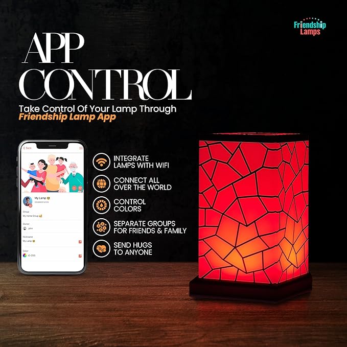 Friendship Lamp® by Filimin Classic - Best Friend Lamps Wi-Fi Touch Lamp LED Light for Long-Distance, Connection, Relationship, Friendship, Gifts, Love, 200+ Colors, App Setup - Set of 3
