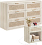 LEYAOYAO Rattan Dresser and Nightstand Set of 2, Boho Wood Dresser for Bedroom with 6 Drawers and Night Stand with Charging Station, Bedroom Furniture, Dressers & Chests of Drawers,Living Room,Hallway