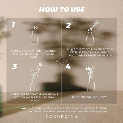 COCORRÍNA Lemon Eucalyptus Reed Diffuser – 6.76 oz Essential Oil with Sticks & Dried Eucalyptus Branches, Home Fragrance for Bedroom or Bathroom Décor