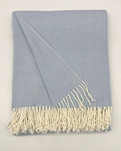 Alashan Cotton Acrylic Adirondack Herringbone Woven Throw - Throw Blanket - Soft Hydrangea