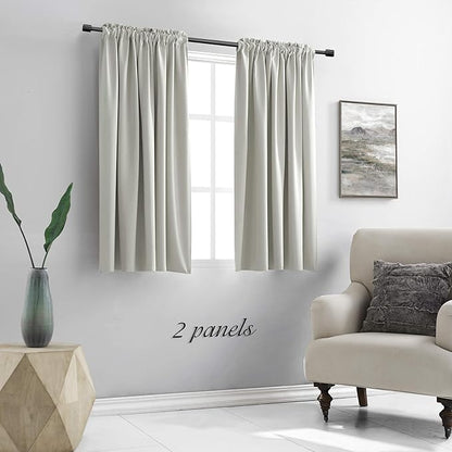 DONREN 54 Inch Bedroom Curtains Panels - Light Gray Blackout Curtains All Season Thermal Insulated Rod Pocket Panels for Living Room,2 Panels