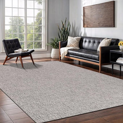 Easy Jute Rug 5x7 Indoor Outdoor Natural Rugs Solid Fiber Rug Woven Area Rug Boho Easy Clean Inside Carpet for Living Room Bedroom Dining Room Hallway or Outdoor Patio Porch (5 X 7 Silver)