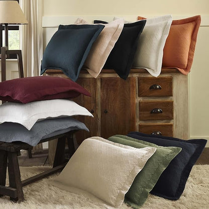 Superior 100% Cotton Basket Weave Bedspread with Shams, All-Season Premium Cotton Matelasse Jacquard Bedding, Quilted-Look Geometric Basket, Full, Garnet