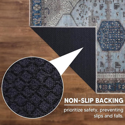Keen Home Design 10x14 Rug - Machine Washable Area Rug with Non-Slip Backing, Ideal for Living Room, Dining Room, Bedroom - Vintage, Easy Clean, Durable, Low Pile Rug - (9'7" x 14')