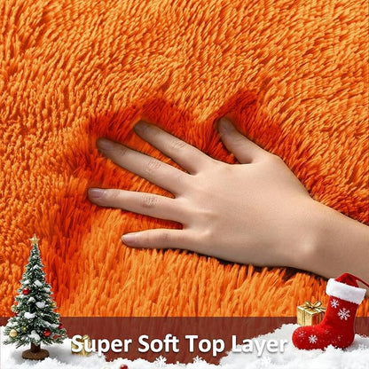 Ophanie Orange Rugs for Living Room Bedroom, 5x8 Fluffy Fuzzy Furry Carpet, Plush Soft Shaggy Bedside Indoor Floor Area Rug for Kids Girls Boys Baby Teen Dorm Nursery Home Decor Aesthetic