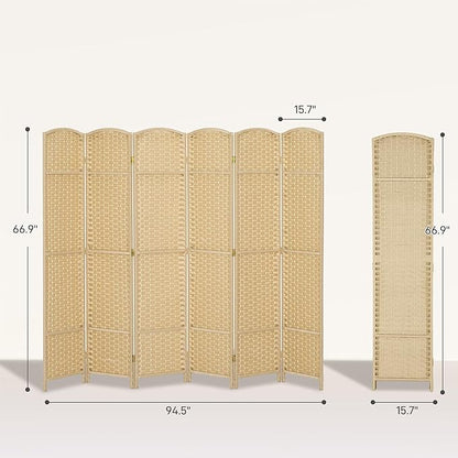 HOMCOM Room Divider, 6 Panel Folding Privacy Screen, 5.6' Tall Freestanding Wall Partition for Home Office, Bedroom, Beige