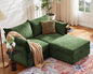 ABCASA Luxury Modular Sectional Sofa, L-Shaped 3-Seat Couch with Storage Ottoman Deep Seat & Reversible Chaise Lounge Chenille Green for Compact Spaces, Apartments, Dorm