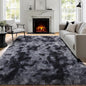 PAGISOFE Abstract Shaggy Area Rug 4' x 6' Plush Furry Rugs for Living Room, Tie-Dyed Dark Grey Soft Fluffy Rugs for Bedroom Grils Boys, Fuzzy Rug for Nursery, Dorm. Shag Carpet for Kids Room Decor