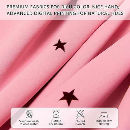 XiDi Pink Curtains for Bedroom Decor, Baby Pink Kids Blackout Curtains for Girls Room, Princess Unicorn Wall Decor Set of 1 Panel, 34x63 Inches