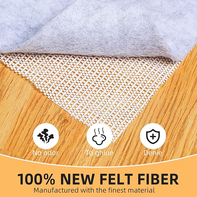 Non Slip Rug Pad, Natural Rubber Backing Rug Pads 1/4” Thick, Felt Rug Gripper Pad, Non Slip Under Carpet Mat, Under Rug Cushion for Hardwood Floors, Carpet Runners (2x3FT)