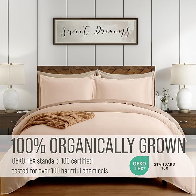 Bella Coterie Luxury Bamboo Viscose California King Size Duvet Cover Set | 100% Organically Grown | Corner Ties | Ultra Soft | Cooling | Two Pillow Shams | 106 x 94 | No Insert [Champagne]