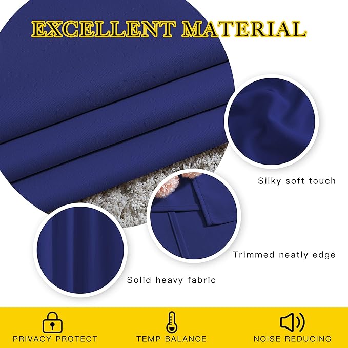 NICETOWN Blackout Window Curtains 72" L - Grommet Top Room Darkening Thermal Insulated Vertical Window Drapes Modern for Flat/Apartment (2 Panels, 46 x 72 Inch, Navy Blue)