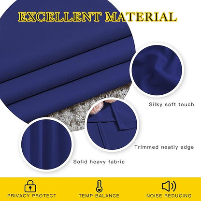 NICETOWN Bedroom Blackout 102 inch Curtains for Sliding Glass Door - Grommet Thermal Insulated Solid Luxury Window Treatments Sound Reducing for Living Room (W66 x L102, Navy Blue, Set of 2)