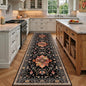 Area Rugs 2'x7' Washable Non-Slip, Floral Vintage Distress Print Pattern Medallion Carpet for Living Room Bedroom Dining Room, Black Colorful Floral Dark Tan