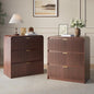 FURSUN 32" Tall Fluted Nightstand Set of 2, 3 Drawers Wooden End Table w/Storage, Curved Profile Design, Modern Bedside Table for Bedroom, Dark Walnut