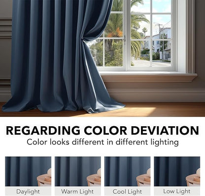 Deconovo Blackout Curtains, Thermal Insulated, W70 x L108 2 Panels, Back Tab, Machine Washable, Room-Darkening Drapes for Bedroom/Living Room Stone Blue