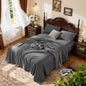 LBRO2M 1000 Thread Count 100% Cotton Sheets Set,King Size Bed Sheet 4 Piece Sets,Long Staple,16 Inches Deep Pocket,All Season,Bedding Super Soft Comforterble Breathable,Sateen(Dark Grey)