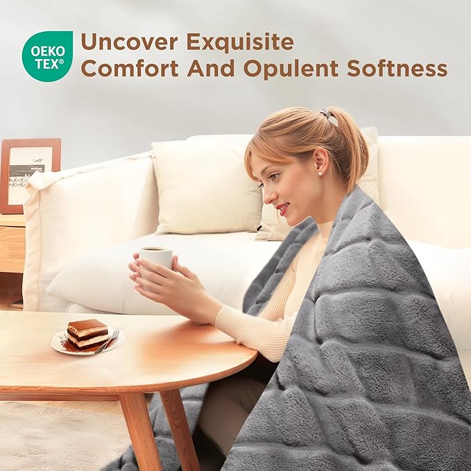Sophia & William Throw Blanket for Couch Sofa(50x60 Inches) - Faux Fur Throw Soft Cozy, Gifts for Women, Grey