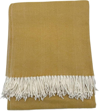 Alashan Cotton Acrylic Adirondack Herringbone Woven Throw (Pineapple)