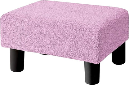 BRIAN & DANY Small Foot Stool Ottoman, Footstool with Legs, Teddy Velvet Foot Rest for Living Room, Bedroom and Office, Purple