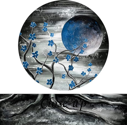 KREATIVE ARTS 3 Piece Full Moon Tree Canvas Wall Art Modern Abstract Black and White Tree Landscape Painting Prints for Bedroom Bathroom Decor Gallery Wrapped Artwork Ready to Hang (Blue)
