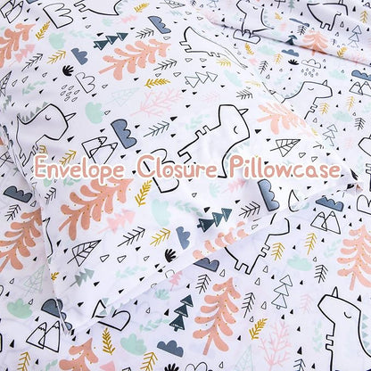 JSD Unicorn Tree Kids Sheet Set Twin Size, 3 Piece Printed Microfiber Bed Sheets Deep Pocket