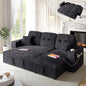 90 Inch Sleeper Sofa Bed, 4 in 1 Pull Out Couch Bed with Adjustable Backrest | Reversible Storage Chaise | Wide Armrest | Tool Free Assembly, Sectional Couches for Living Room, Navy Blue