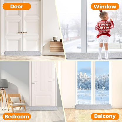 TORRAMI Under Door Draft Stoppers 32 Inch, Heavy Triangle Stop Draft Block Cold Air/Wind/Breeze Noise Blocker Door Sweeps Weather Stripping Bottom Seal Light Gray