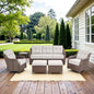 Belord High Back Outdoor Patio Furniture Set - Wicker Outdoor Swivel Rocker Patio Chairs with Sofa and Ottoman, All-Weather Patio Conversation Set for for Patio Deck Backyard