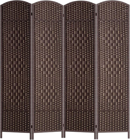 FDW Room Divider Folding Privacy Divider 6 Ft Indoor Wall Divider Portable Partition Wood Screen, Brown (4 Panel)