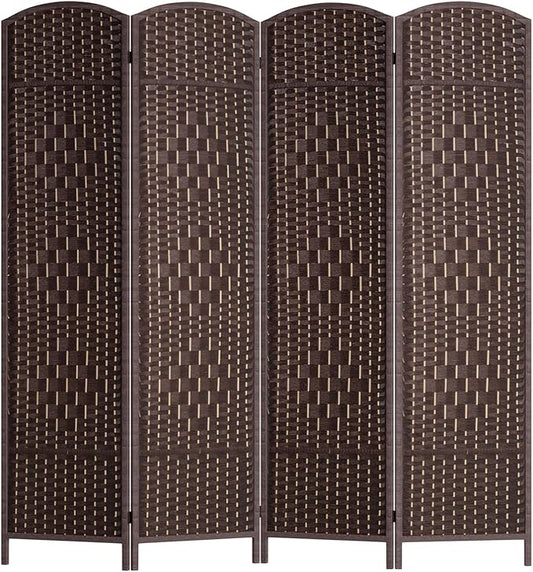 FDW Room Divider Folding Privacy Divider 6 Ft Indoor Wall Divider Portable Partition Wood Screen, Brown (4 Panel)
