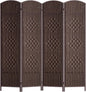 FDW Room Divider Folding Privacy Divider 6 Ft Indoor Wall Divider Portable Partition Wood Screen, Brown (4 Panel)