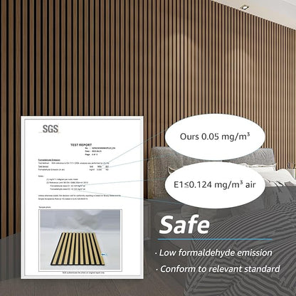 Art3d 4pcs-107 x 8in Slat Acoustic Panel for Wall and Ceiling, 3D Fluted Sound Absorbing Panel with Wood Finish, Walnut
